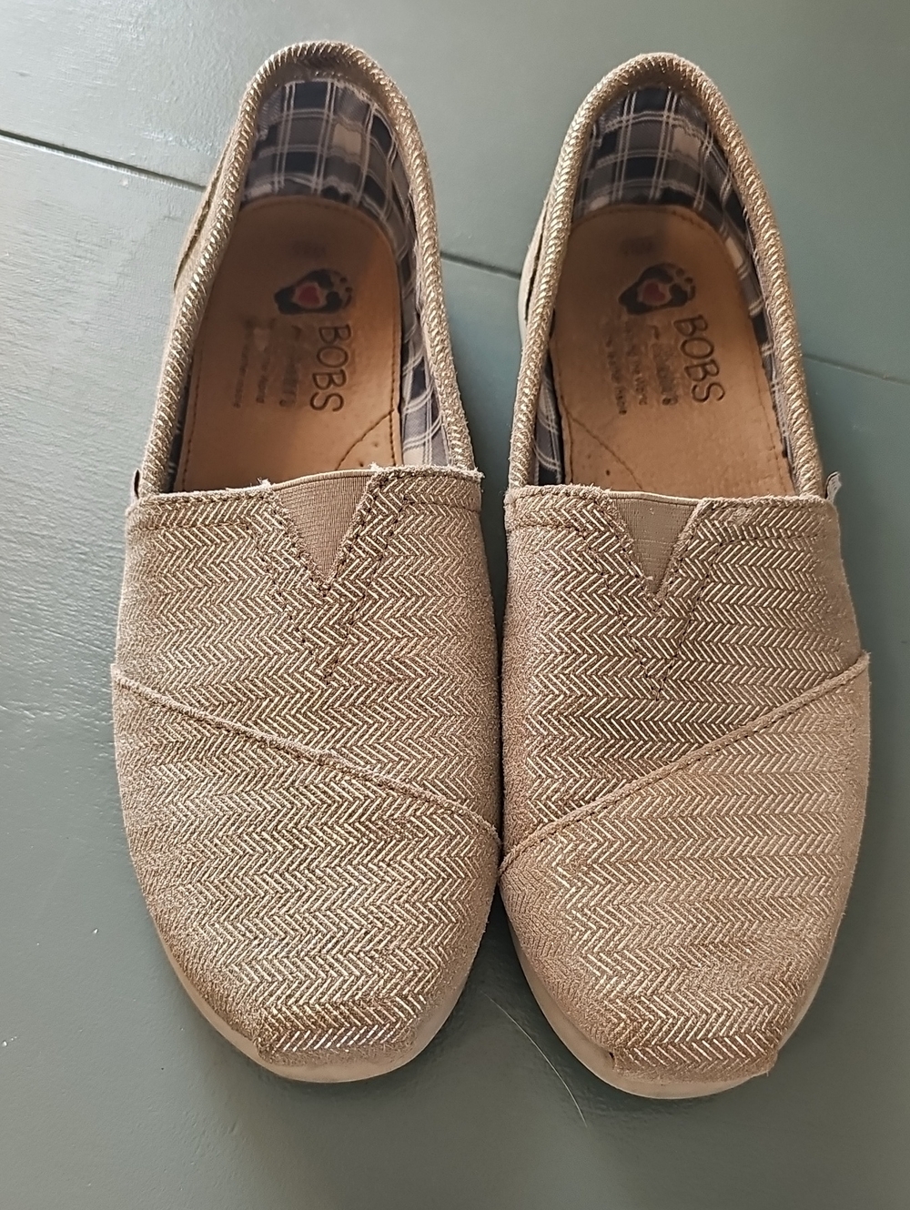 Skechers BOBS World Herringbone Alpargata Womens Size 8.5 Silver Metallic Flats